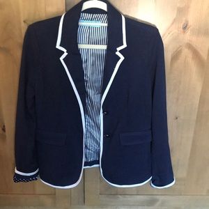 Navy with white trim knit blazer size M